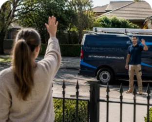 Plumber leaving a completed job in Kingsford